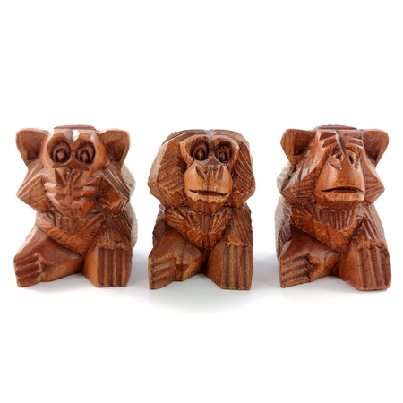 Mądre małpy, zestaw 3 figurek (drewno)
