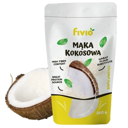 Mąka kokosowa naturalna, keto 250g Fivio