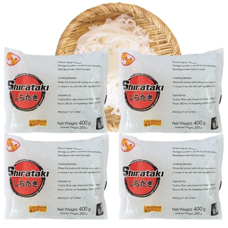 Makaron Shirataki Fine nitki, Konjac Konjak bez glutenu, bez tłuszczu 4x400g