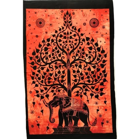 Makatka, tkanina na ścianę, obrus bieżnik słoń 115x75cm Indie