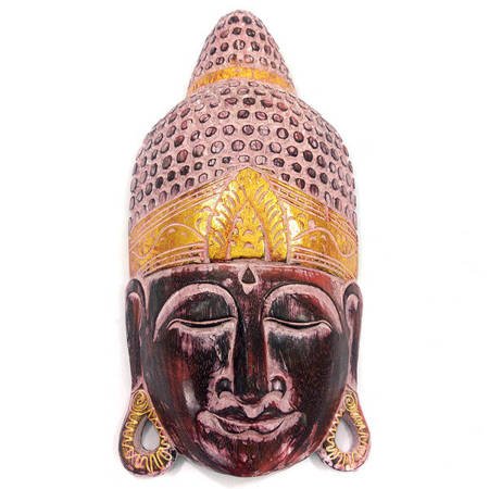 Maska Budda czerwono- biało - złoty (Indonezja, 50cm, dekoracja, na ścianę)