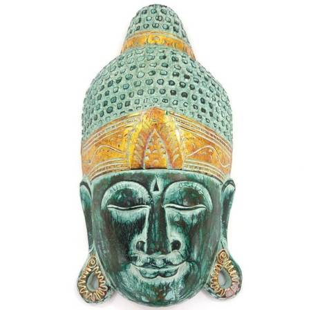 Maska Budda zielono-złoty (50cm, Indonezja)
