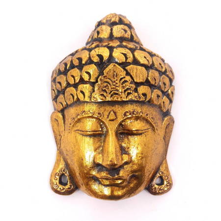 Maska Budda złota 20cm (drewno, rzeźba, Indonezja)