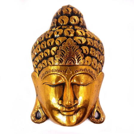 Maska Budda złota 30cm (drewno, rzeźba, Indonezja)