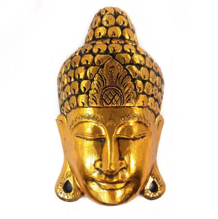 Maska Budda złota 40cm (drewno, rzeźba, Indonezja)