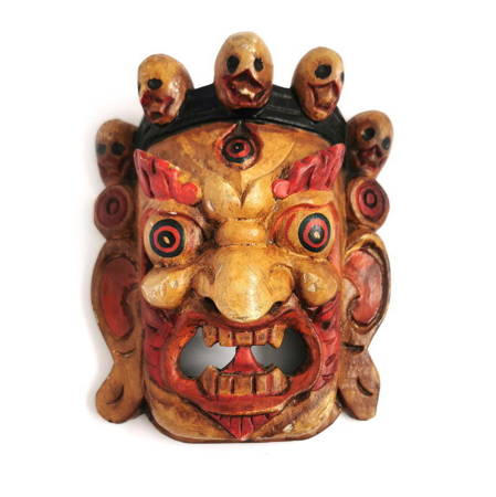 Maska Tybetańska Mahakala brąz (Tybet, wys. 20cm)
