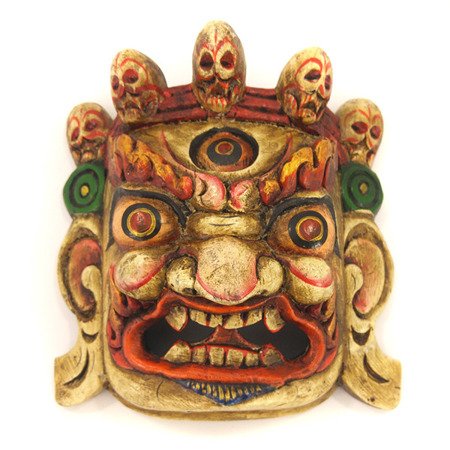Maska Tybetańska Mahakala kremowa (Tybet, wys. 21cm)