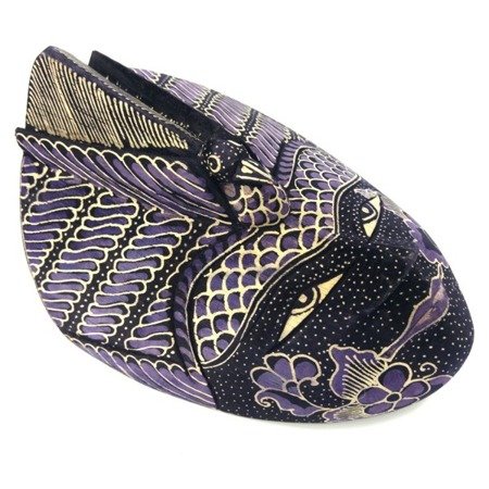 Maska batik fioletowa (bali, rękodzieło,drewno balsa) 22cm