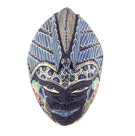 Maska batikowa Bali granatowa (rękodzieło,drewno balsa, 18cm)