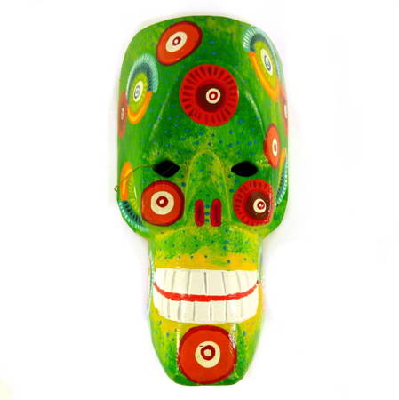 Maska czaszka zielona (Majowie, rękodzieło, Gwatemala)