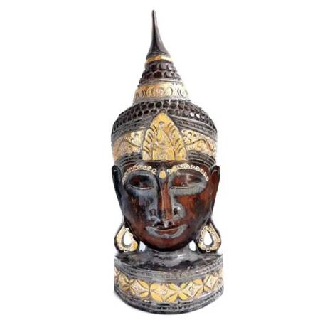 Maska drewniana Budda, figurka rękodzieło brąz 60 cm Indonezja