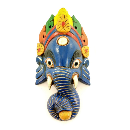 Maska drewniana Ganesha niebieski (Indie drewno orient)