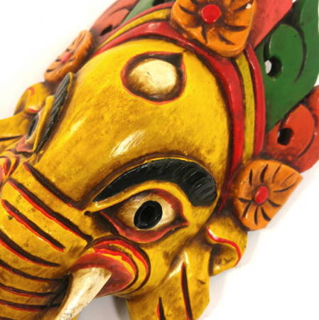 Maska drewniana ganesha (żółta, 25cm, Tybet)