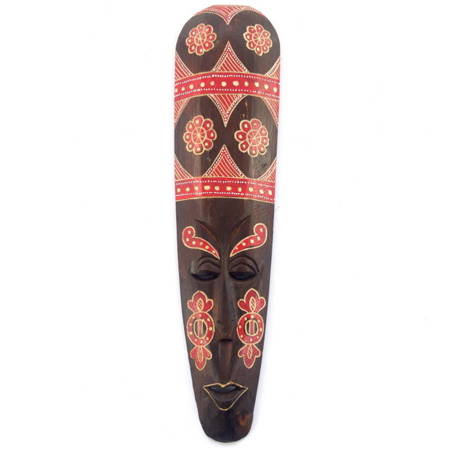 Maska drewniana podłużna, orient, brąz Indonezja 50cm