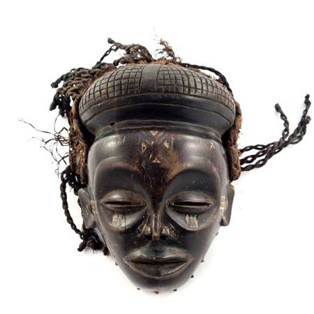Maska plemienia Chokwe (Kongo, sztuka Afryki, drewno rękodzieło) 