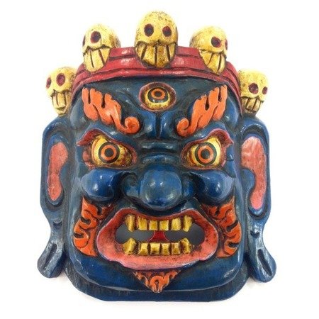 Maska tybetańska Mahakala, niebieski (Tybet) 21 cm 