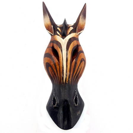Maska zebra, drewniana (płaskorzeźba, ozdoba,brązowa 30cm)