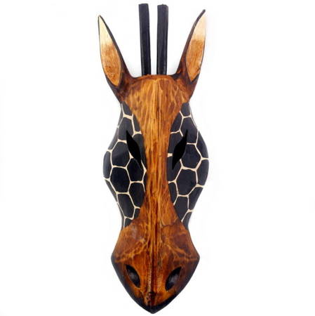 Maska żyrafa, drewniana (płaskorzeźba, ozdoba, cętki na bokach  30cm)