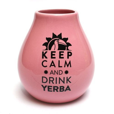 Matero ceramiczne Różowe, Keep Calm (Yerba mate, naczynko 350ML)