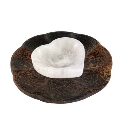 Miska selenitowa, ozdobna (kamień naturalny, serce 10 cm)