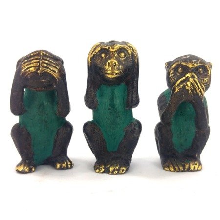 Mosiężny zestaw figurek - trzy mądre małpy