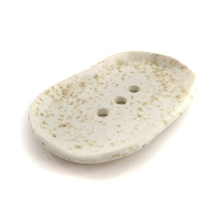 Mydelniczka owalna (biała nakrapiana, ceramiczna) 