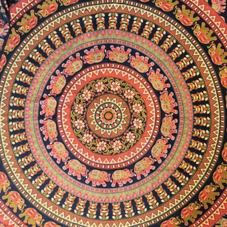 Narzuta na łóżko, mandala, słonie, granatowa  kapa, zasłona, obrus 210x240 Indie