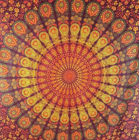 Narzuta na łóżko orientalna bordowa mandala Indie 140x210 cm