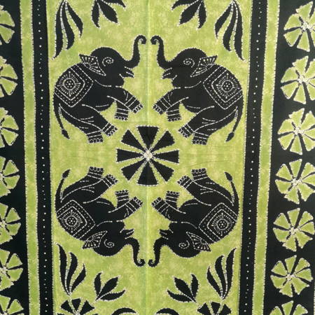 Narzuta na łóżko orientalna czarna zielona (słonie, kapa, Indie, 140x210)