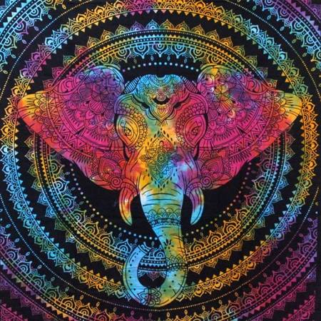 Narzuta orientalna Ganesha, multikolor (słoń, Indie, kapa, zasłona) 230x200