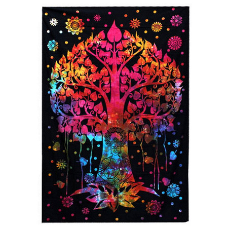 Narzuta orientalna, drzewo Bodhi, Indie multikolor 230x200cm (kapa, obrus)