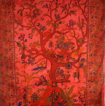 Narzuta orientalna drzewo czerwona (Indie, kapa, zasłona, obrus 140x210)