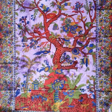 Narzuta orientalna drzewo fioletowa (Indie, kapa, zasłona, obrus 140x210)