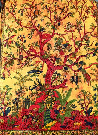Narzuta orientalna drzewo pomarańczowa (Indie, kapa, zasłona, obrus) 210x240