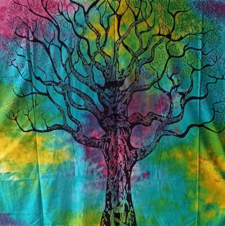 Narzuta orientalna, drzewo życia kolorowa, kapa Indie 240x210 cm