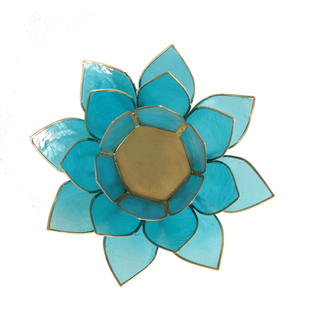 Niebieski świecznik kwiat lotosu (masa perłowa, czakra)