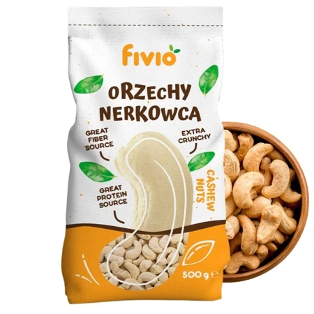 Orzechy nerkowca, nerkowce połówki, bakalie Fivio 500g