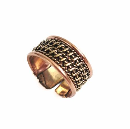 Pierścionek, obrączka w kolorze miedziano-złotym, biżuteria orientalna Indie