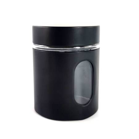 Pojemnik szklany na żywność (metalowa pokrywa, czarny, 500 ml)