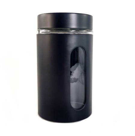 Pojemnik szklany na żywność (metalowa pokrywa, czarny, 900 ml)