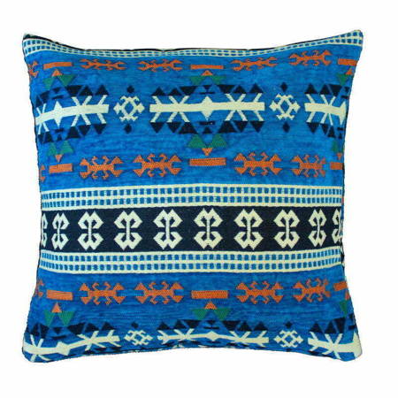 Poszewka na poduszkę niebieska (wzory, kilim, 40x40)