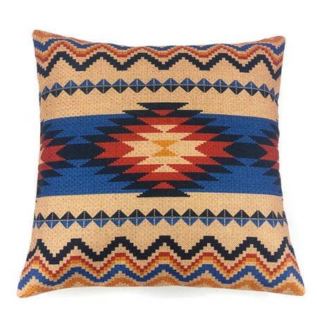 Poszewka na poduszkę orientalna (40 X 40 cm pomarańczowo-niebieski aztek)