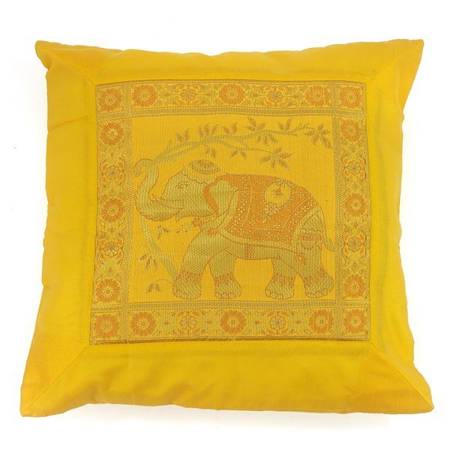 Poszewka na poduszkę orientalna dekoracyjna (40x40, Indie, słoń, żółta)