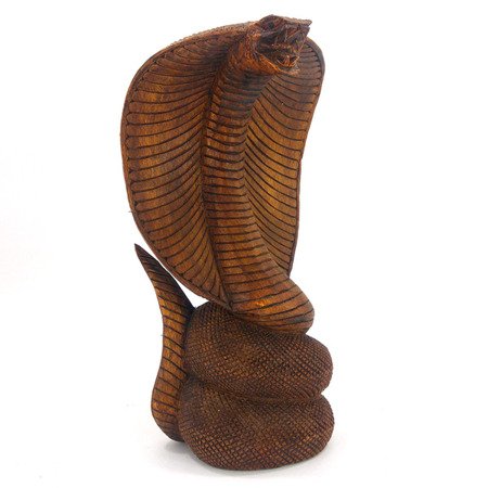 Rzeźba drewniana kobra (rękodzieło, Indie, 40cm)