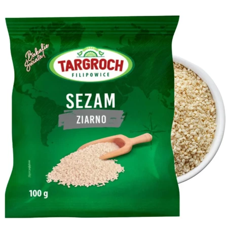 Sezam biały ziarno łuskany, 100g Targroch