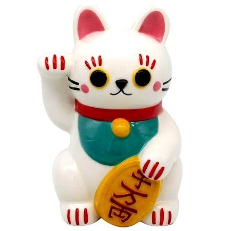 Skarbonka kot Maneki Neko, ceramiczna biała 16cm (figurka)