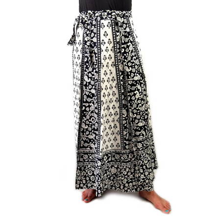 Spódnica biało-czarna, batik (wiązana, bawełna, kwiaty,lilie)