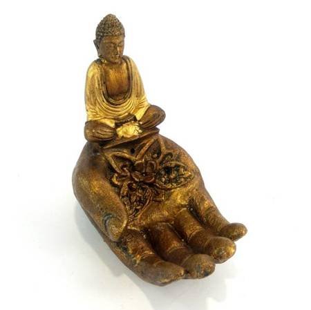 Stojak na kadzidełka Budda złoty (podstawka na kadzidła, ręka 13cm)