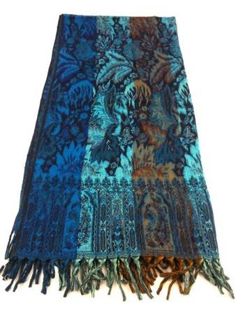 Szal orientalny, kolorowy, frędzle (akryl) 200 cm x 100 cm