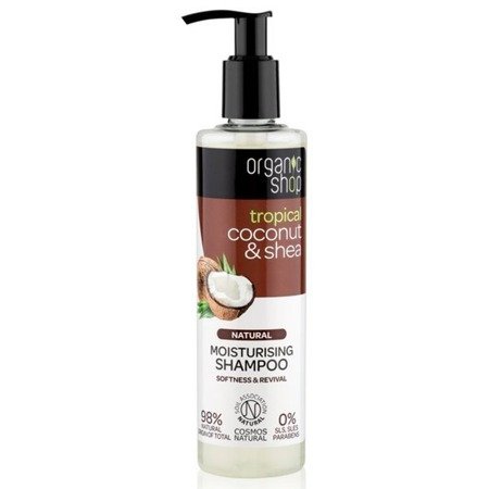 Szampon nawilżający Kokos i Shea, Organic Shop, 280 ml 